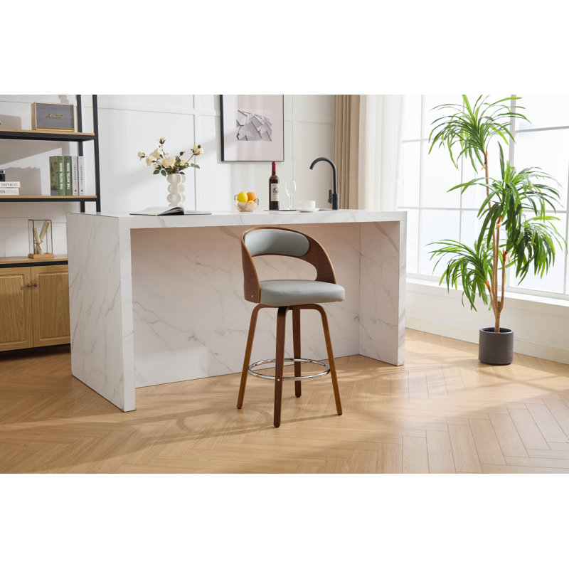 Tabouret pivotant Lombard, gris, Tabouret de comptoir (siège d'une hauteur de 26,1
