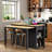 Kitchen Island With Extendable Dining Table, Internal Storage Rack, Power Outlet, 2 Drawers, 2 Cabinet And Open Shelves