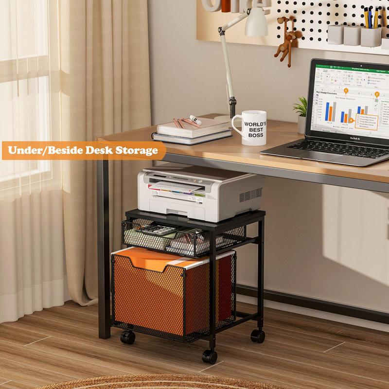 Black Mobile Legal Size 2-Drawer Rolling File Cabinet