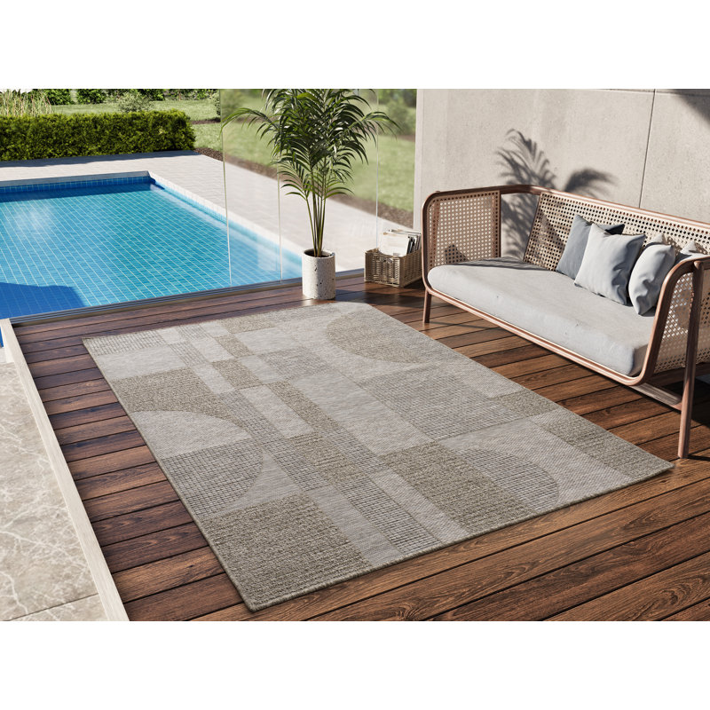 Jasmyn Rectangle Geometric Shapes Flatweave Indoor / Outdoor Area Rug, Rectangle 126 x 190cm