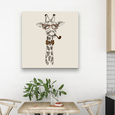 Funny giraffe with a pipe - 32"x32" art on canvas
