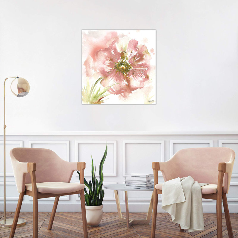 Blush Watercolour Poppy I 1 Piece Wrapped Canvas Painting, 66.04 cm H x 66.04 cm W x 3.175 cm D