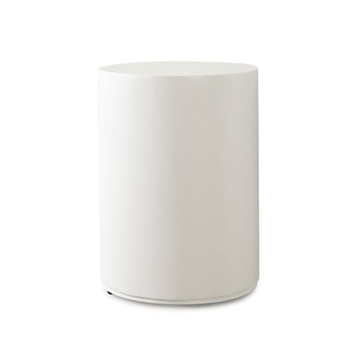 Montage Round End Table In Ivory Faux Cement Finish