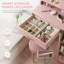 Petit bureau de coiffeuse 26,4 "avec miroir lumineux, 3 modes de couleurs, tiroir et rangement à 6 niveaux, rose-1175059941