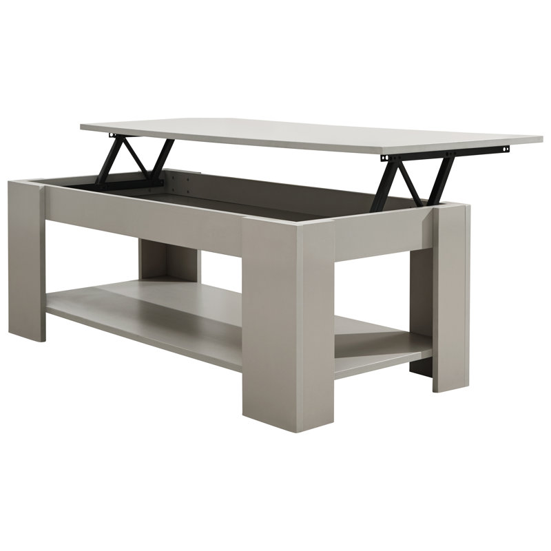 Adrianne Lift Top Four Leg Coffee Table with Storage, Grey