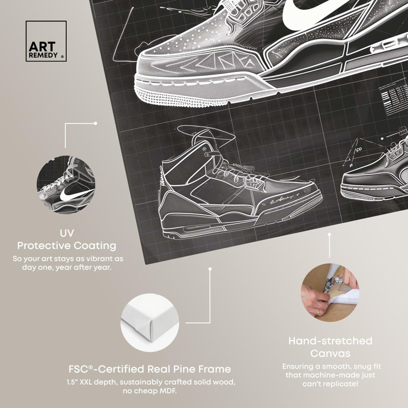 Blueprint Sneaker Art on Wrapped Canvas, 36" x 30"