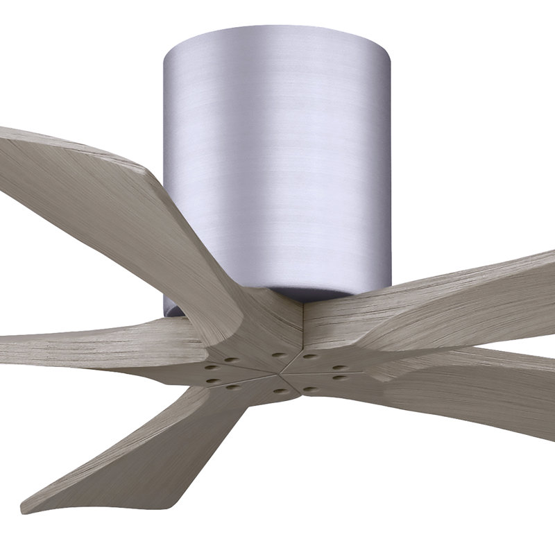 60" Irene 5-Blade Hugger Ceiling Fan with Wall Remote, 42", Matte Black, Gray Ash