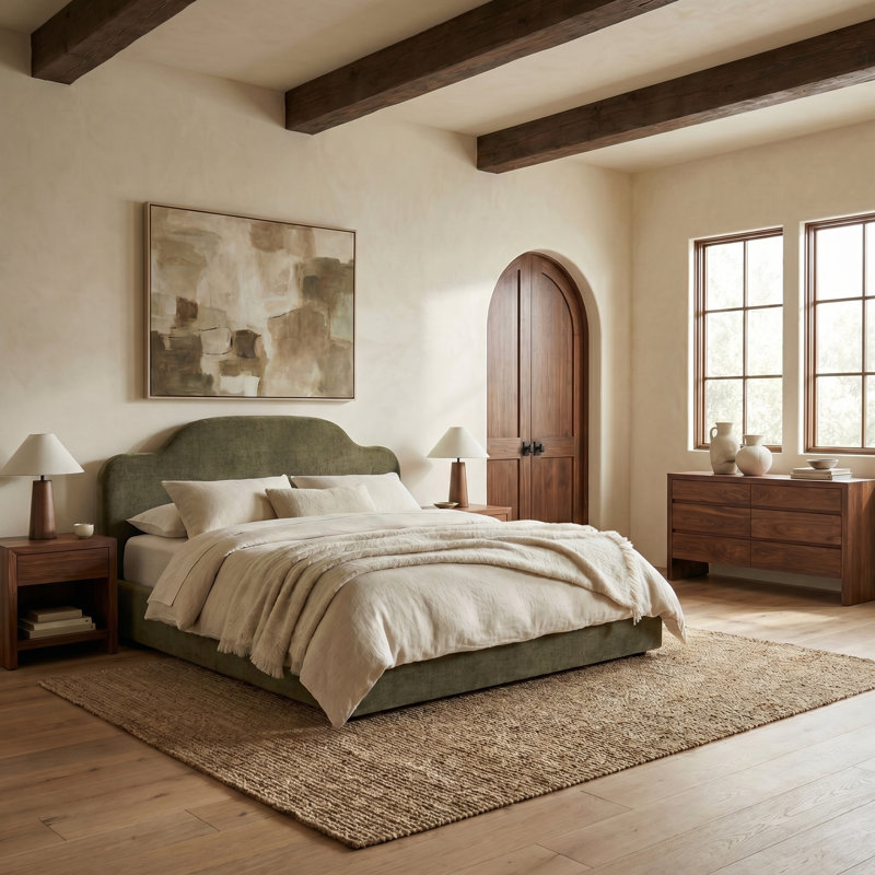 Lit en chenille Marcelline, Olive Green, Grand lit