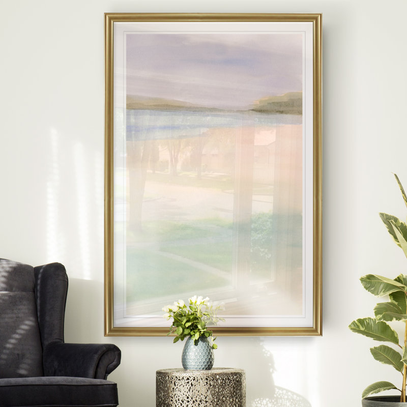 Island Calm I - Painting on Canvas, 30.5" H x 42.5" W x 1.5" D, Gold Framed