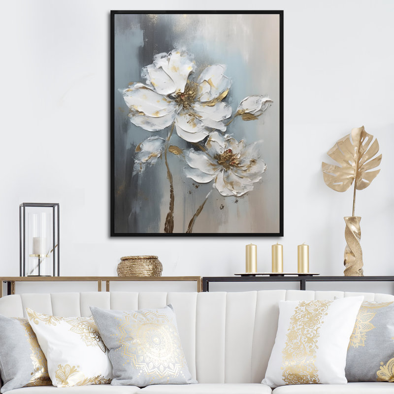 Rudene Melody Of Daisy sur toile, H 44 po x l 34 po x P 1,5 po, Cadre flottant noir