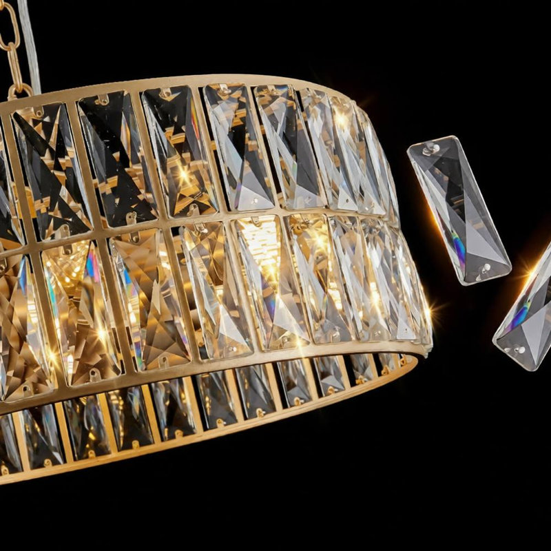 Crystal Drum Chandelier (Gold)