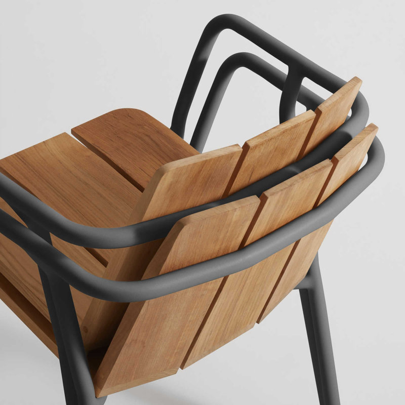 Offline Outdoor Teak Dining Armchair, Carbon