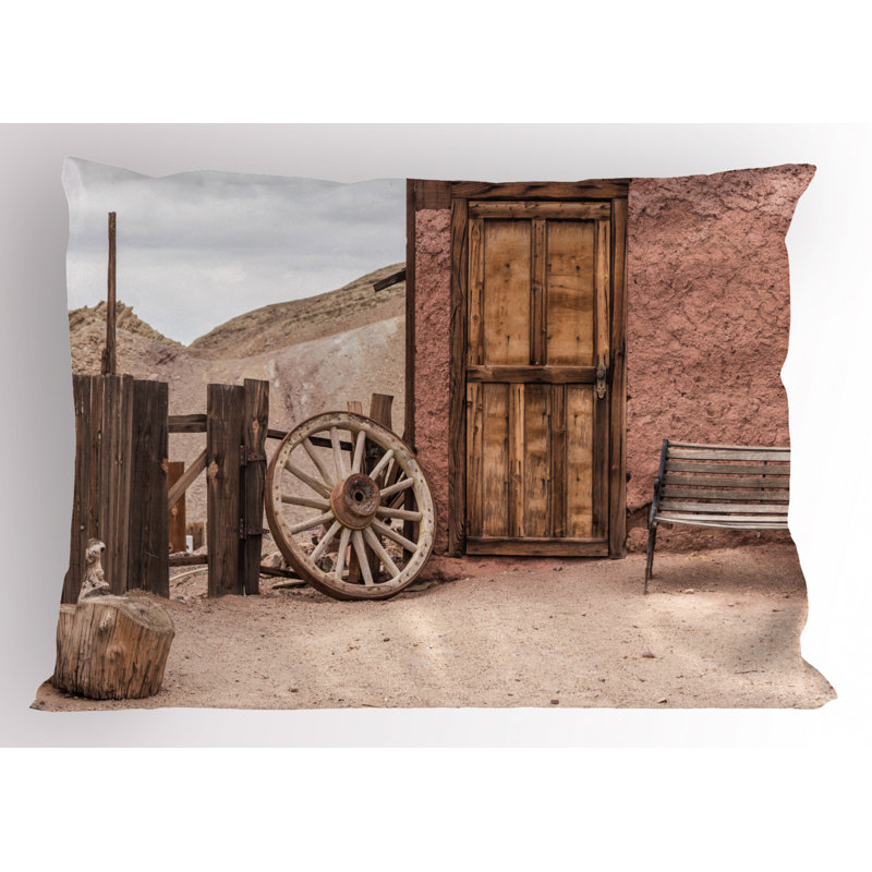 Rustic Wagon Wheel and Doorway King Pillow Sham