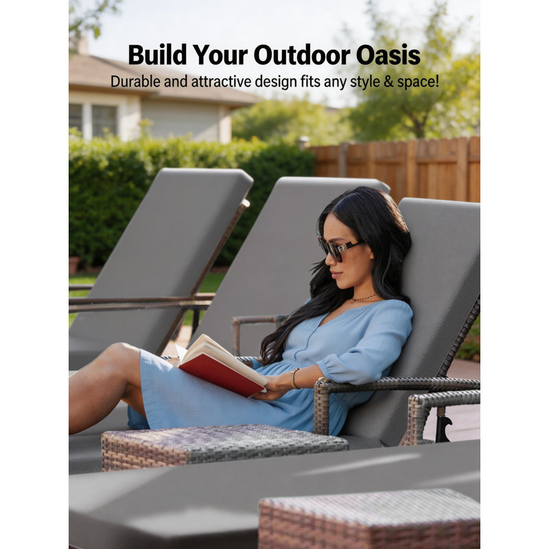 Chaise Lounge Cushions Outdoor: Olefin Waterproof Fade-Resistant Lounge Chair Cushion For Outdoor Furniture Pool Lounger Pads With Ties For Patio