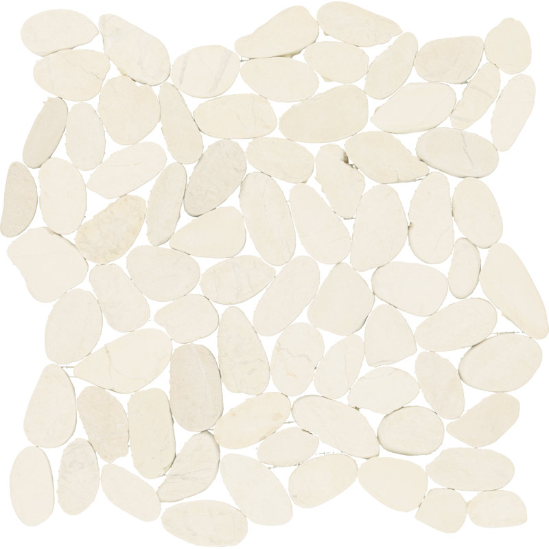 Daltile Pebble Oasis Natural Stone Flat Pebble Mosaic 12" x 12" (11 PC per Carton) (10.78 SQFT per Carton), Icicle