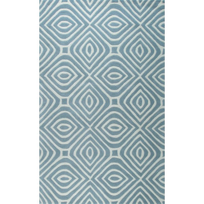 Tapis bleu contemporain en laine touffeté à la main Rhea