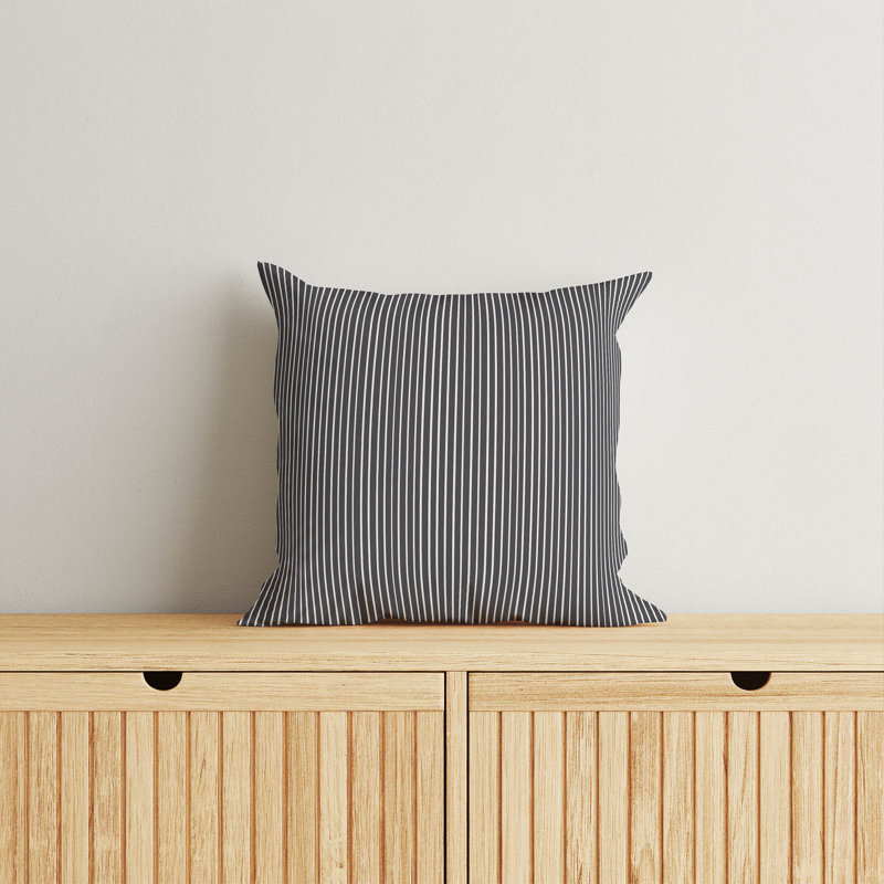 Random Stripes Charcoal Pillow, 16" H x 16" W