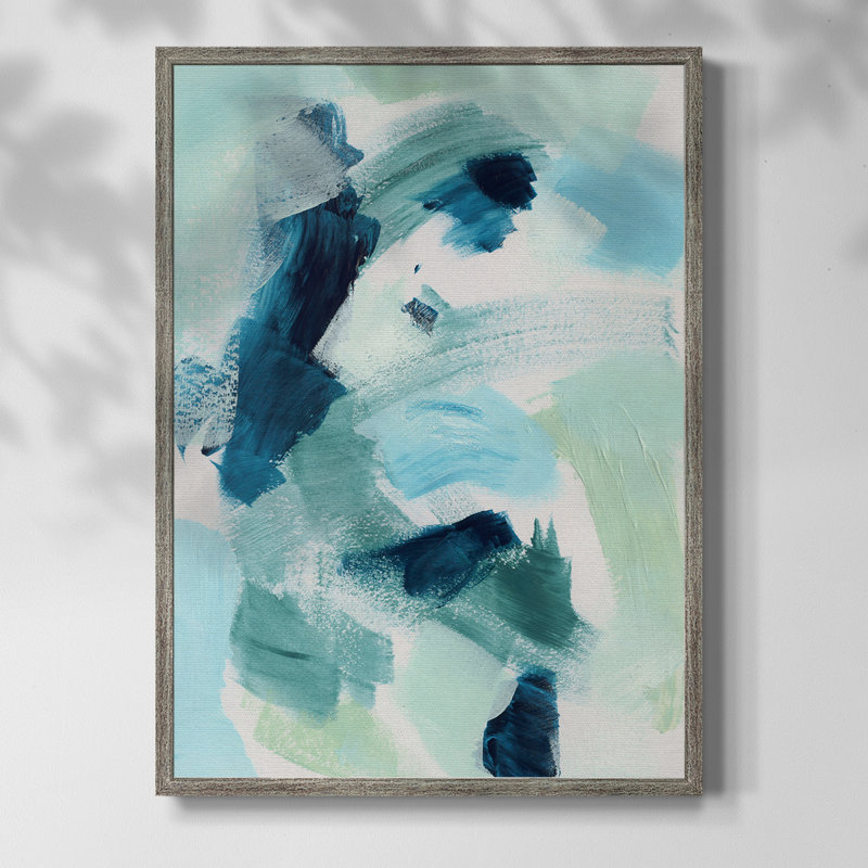 «Teal Composition I», reproduction encadrée - bois massif, H 11 po x l 9 po