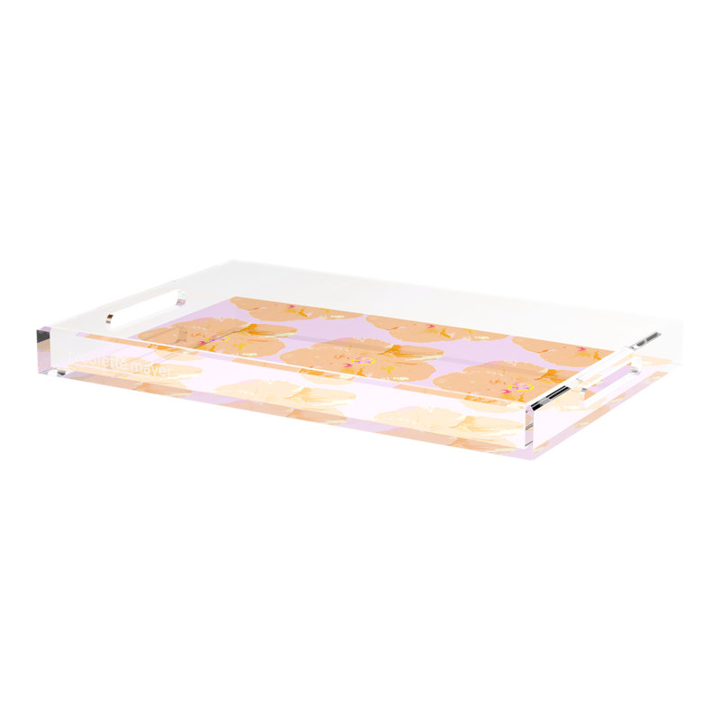 Hibiscus Acrylic Rectangle Decorative Tray, 2" H x 22.5" W x 14.5" D, Lilac