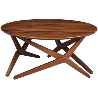 Pemberly Row Acacia Wood Adjustable Height Table in Chestnut