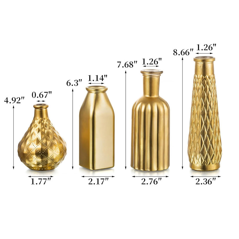 Glass Table Vase, Gold, 8