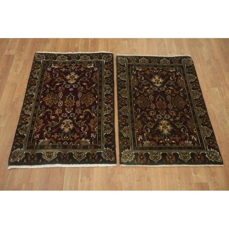 Paire de luxueux tapis bourgogne traditionnels Agra 2 x 3