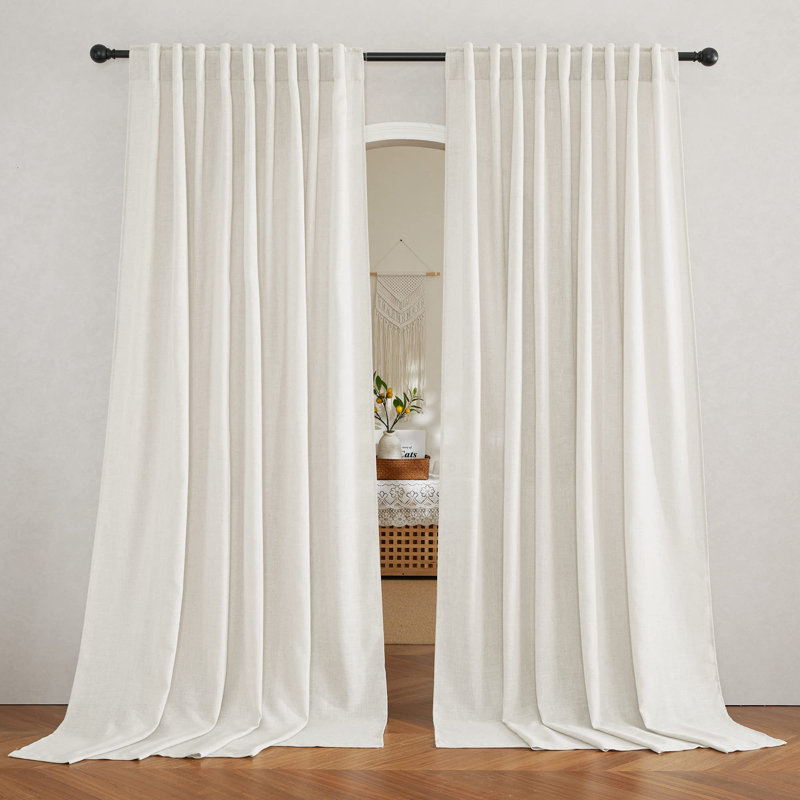 Farmhouse Sheer Curtains 108 Inch Length, Semi Sheer Curtain & Drapes Large Window Dressing Lights & Winds Filter