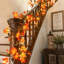 Ensemble de 2 guirlandes de feuilles d'érable de 5,54 pi pré-éclairées, vigne d'automne légère pour le manteau de l'Action de grâce et l'escalier