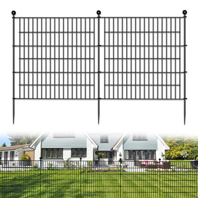 Dog Fence Outdoor,10 Panels Without Door No Dig Decorative Fence For Outdoor,Yard, Patio,32 In(H) X 36 Ft(L) Animal Barrier Rustproof Metal Wire Panel,Decorative Garden Fence- Curved