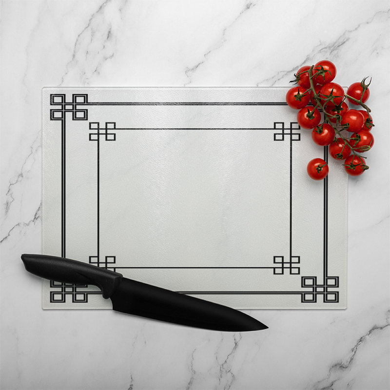 Roman Style Ornamental Frame Glass Chopping Board