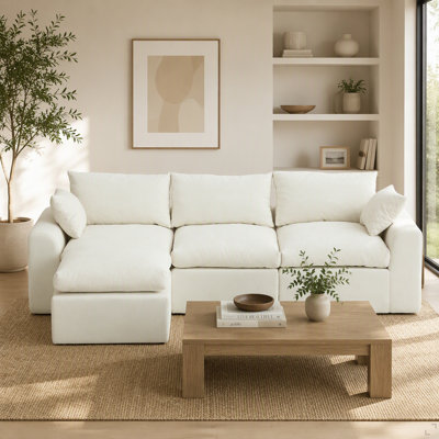 Canapé modulaire désossé 110 po, canapé d'angle convertible en forme de L avec méridienne, canapé surdimensionné rembourré en mousse haute résilience de densité 32 pour salon, appartement et espaces ouverts