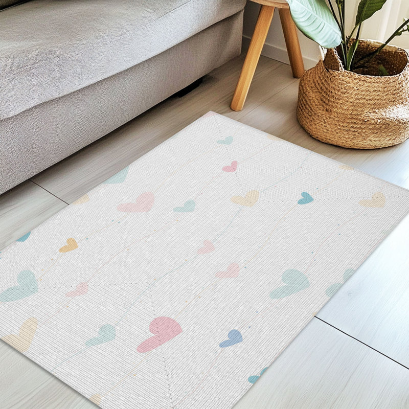 Tapis tressé Minimal Heart Design, Rectangulaire 3 pi x 5 pi