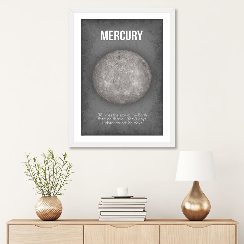 Décoration murale pour enfants Mercury, H 24 po x l 16 po x P 1 po, Papier encadré blanc