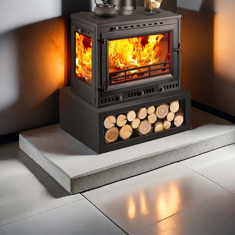Thickened cast iron wood fireplace with storage