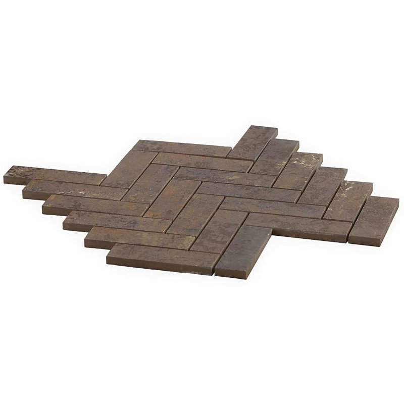 Portrait Herringbone Matte Porcelain Mosaic, Copper