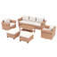 Ensemble de conversation en osier pour 7 personnes avec chaises pivotantes et coussins