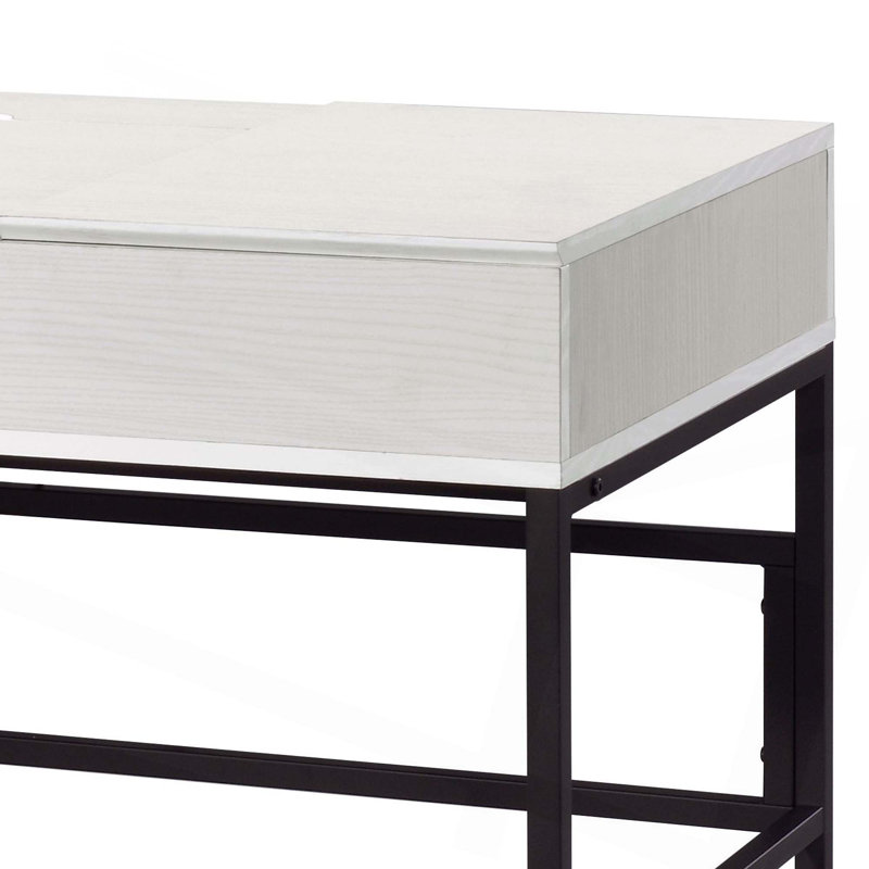 Reeves Metal Base Writing Desk, White/Oak