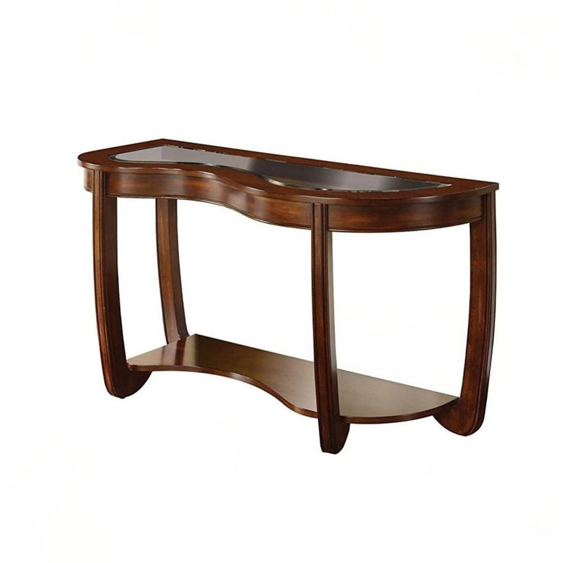 Sofa Table Open Bottom Shelf Glass Insert Top Cocktail Table