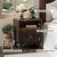 Table de chevet cannelée avec station de charge, table de chevet moderne en bois de 19,6 po de large avec 2 tiroirs pour la chambre à coucher-4172944-4173038