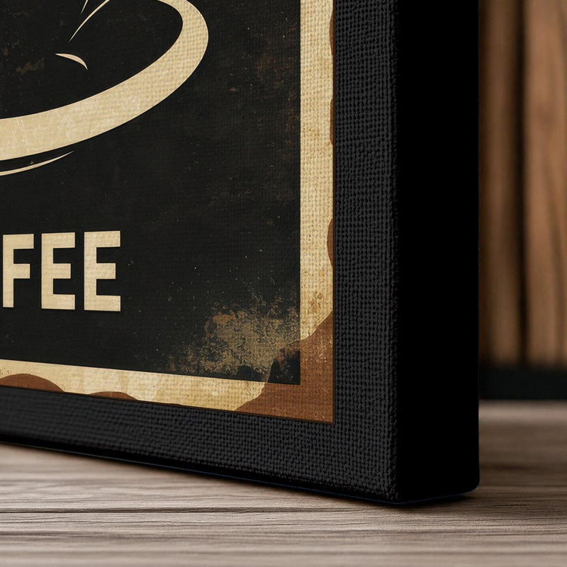 Italian Coffee Sign Vintage - Wrapped Canvas, 36x24 - 91.4 x 61.0 cm, Black Border
