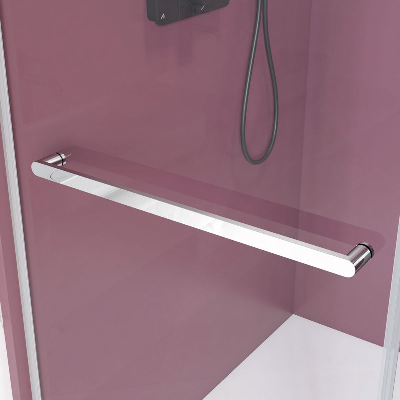 Double porte de douche coulissante sans cadre avec verre transparent de 3/8 pouce (10 mm), Argent argent