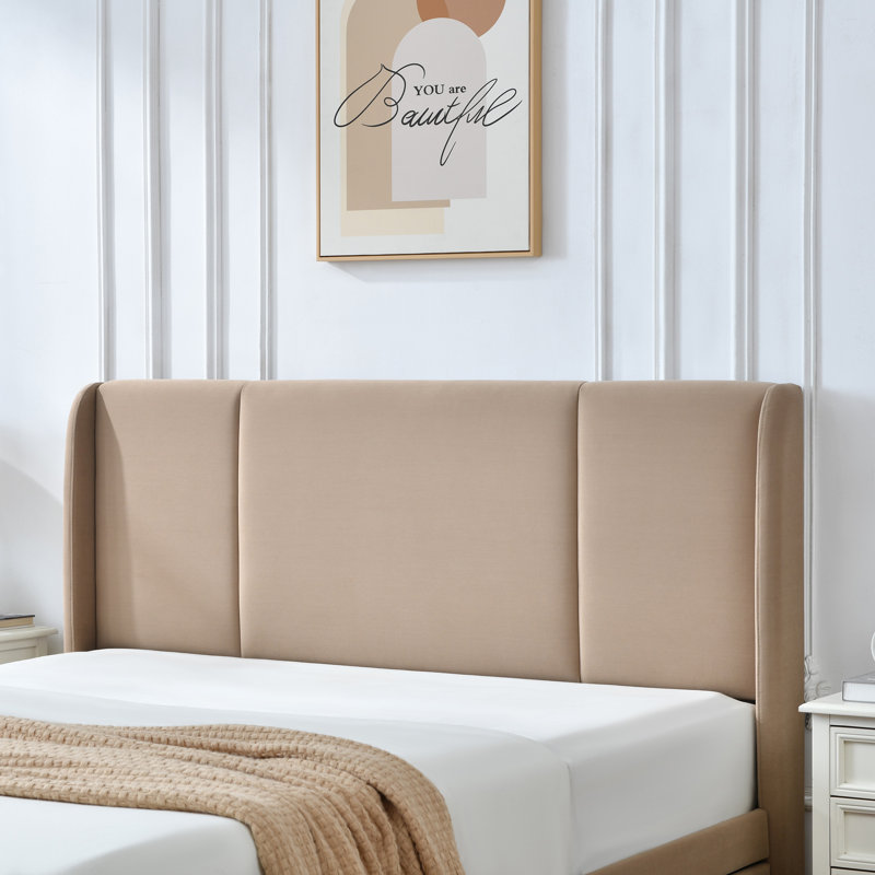 Lit plateforme tapissier avec 4 tiroirs Braya, Double, Brun