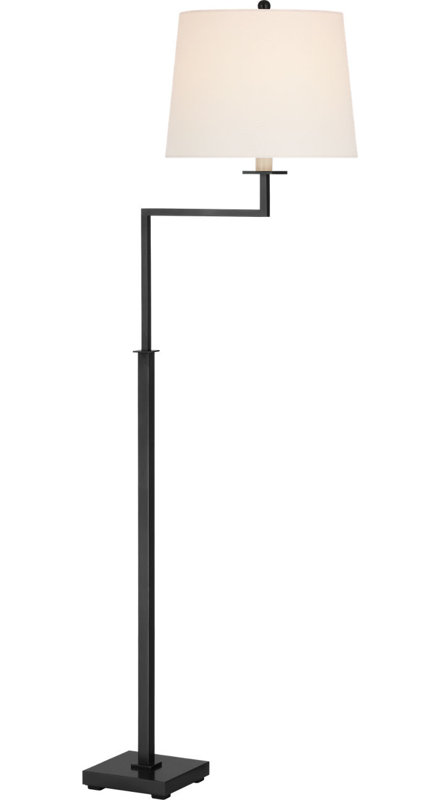 Greer Adjustable Bridge Floor Lamp with Linen Shade, Bronze