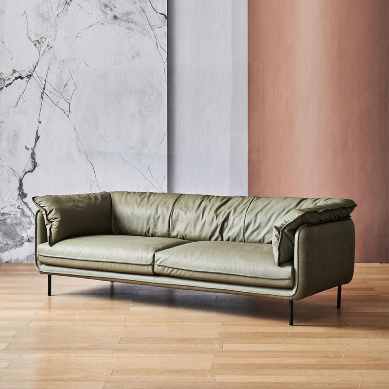 Causeuse-coussin standard en cuir véritable vert