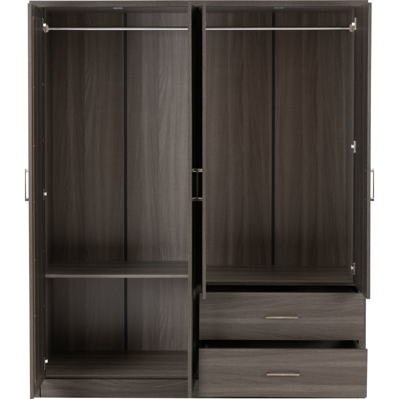 Langley Lisbon 4 Door Wardrobe, Black