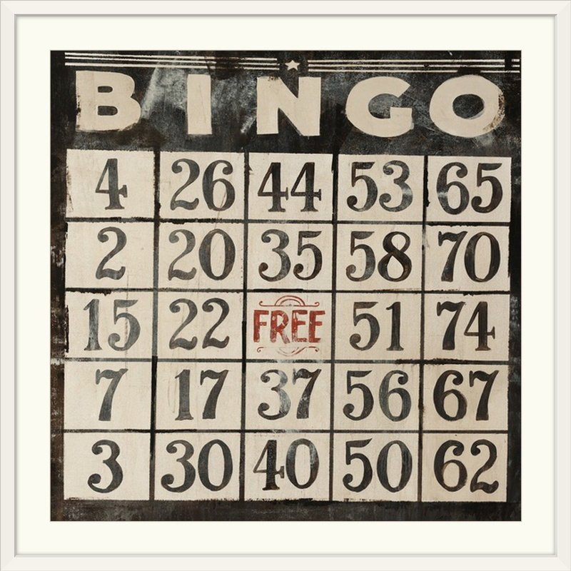 Bissell " Bingo " by Calyton Rabo, 16" H x 16" W x 1.5" D, Canvas