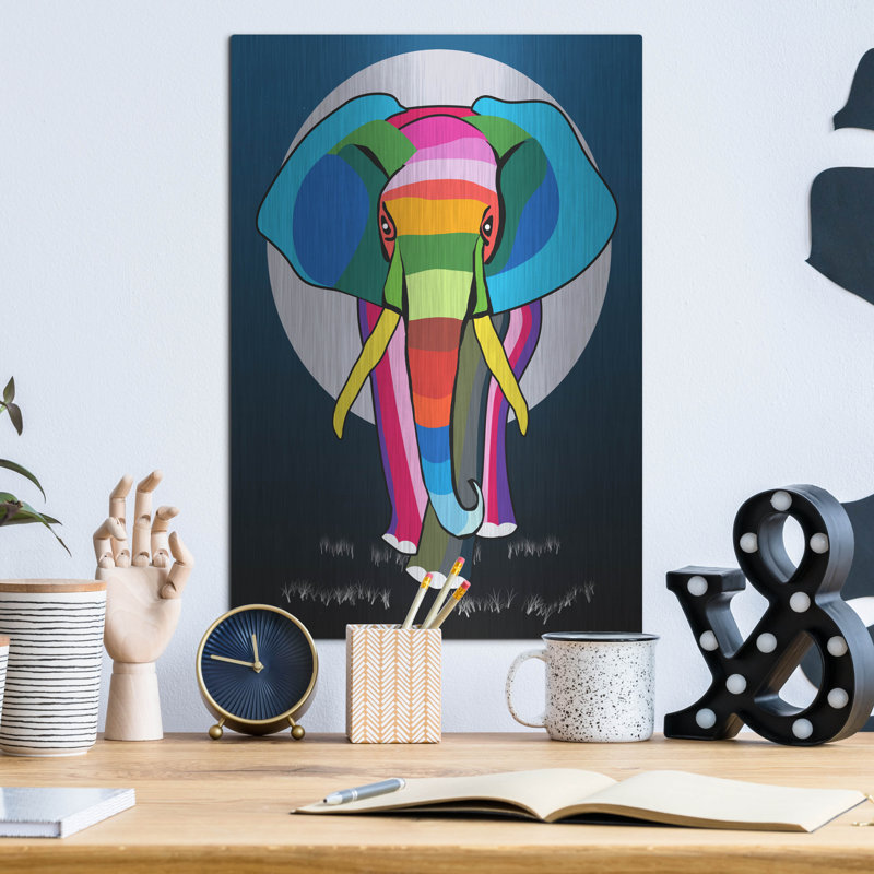«Elephant» par Mark Ashkenazi sur métal, H 16 po x l 12 po