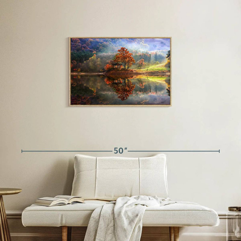 Lac enchanté, Cadre flottant en bois naturel, 31 po x 21 po