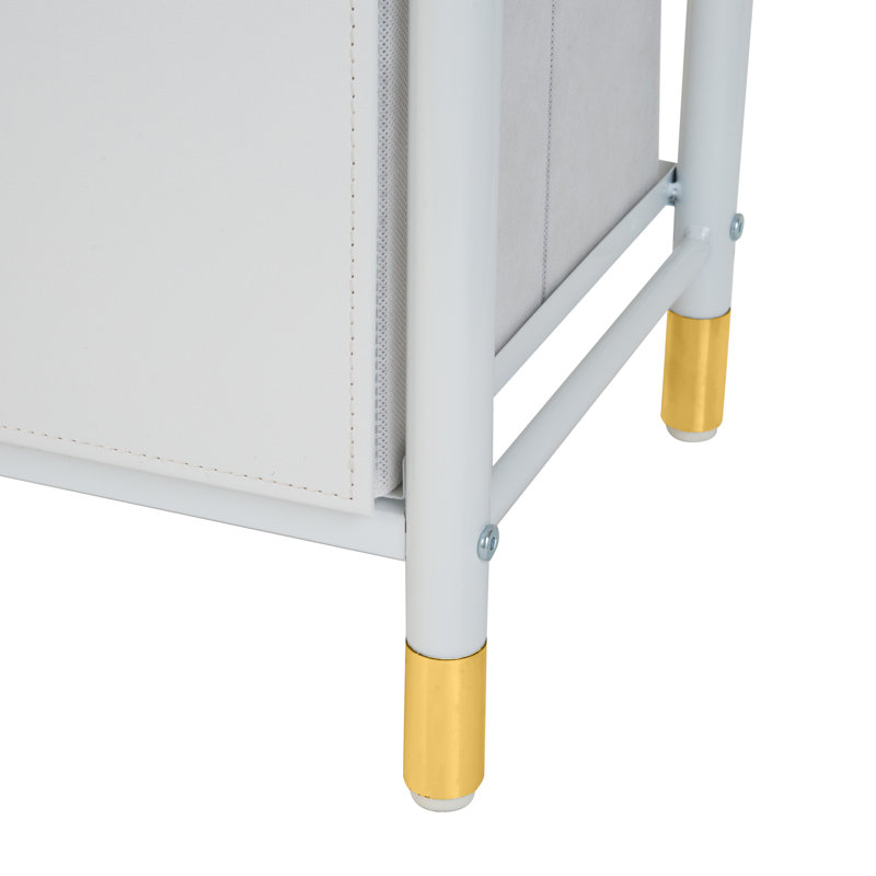 White Vertical 4-Drawer Dresser with Gold Accents
