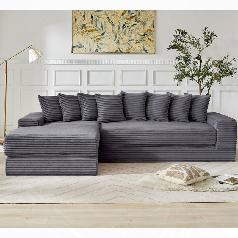 Oversize Cloud Sectional Couch (Left Facing Sofa), Dark Gray Polyester, Left Hand Facing